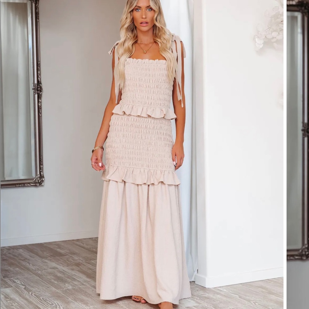 Penelope smocked ruffle maxi dress